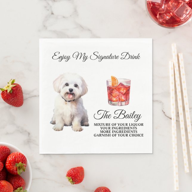 Namnteckning Drink på maltesiska Bröllop Pappersservett (Insitu)