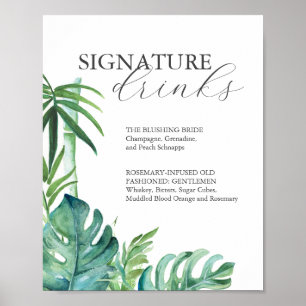Namnteckning Drinks 8x10 Tropical Bröllop-tecken Poster