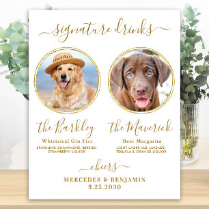 Namnteckning Drinks Anpassningsbar Photo Guld Pet  Poster