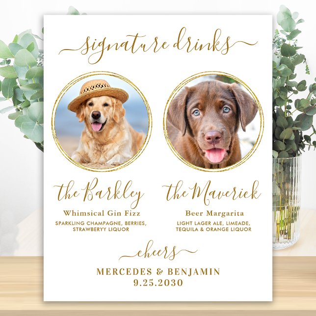 Namnteckning Drinks Anpassningsbar Photo Guld Pet  Poster (Skapare uppladdad)
