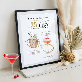 Namnteckning Drinks Bröllop-årsdagen Cocktail-meny Poster
