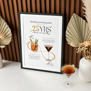 Namnteckning Drinks Bröllop-årsdagen Cocktail-meny Poster