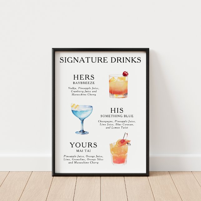 Namnteckning Drinks Bröllop Cocktail Poster (Skapare uppladdad)