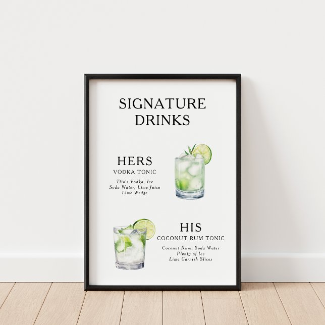 Namnteckning Drinks Bröllop Cocktail Poster (Skapare uppladdad)