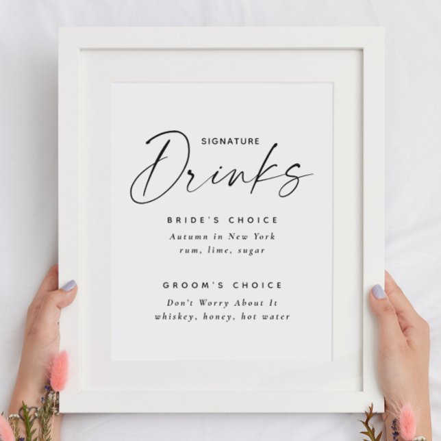 Namnteckning Drinks Bröllop-tecken | Cocktail Menu Poster (Skapare uppladdad)