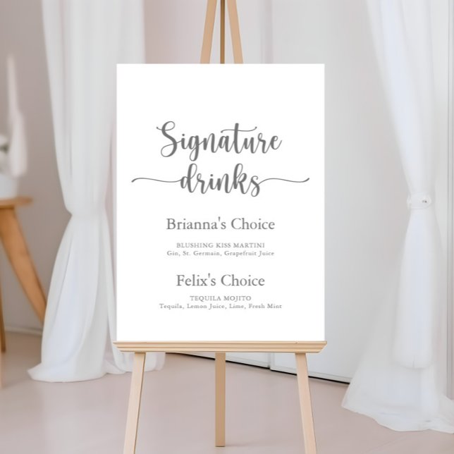 Namnteckning Drinks Calligraphy Silver-tecken Poster (Skapare uppladdad)