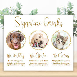 Namnteckning Drinks Elegant Guld 3 Photo Pet Bröll Poster