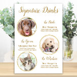 Namnteckning Drinks Elegant Guld Pet Bröllop 3-fot Poster<br><div class="desc">Namnteckning Cocktails av dina sällskapsdjur! Inkludera din bästa hund, bästa katt och vilket husdjur som helst i bröllop med sin egen namnteckning dryck pub för dina gäster. Perfekt för hundälskare, och ett speciellt hund pub kommer att vara en slå i bröllop. Skriptmallar för elegant guld och bild. Anpassa den här...</div>