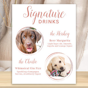 Namnteckning Drinks Elegant Ro Guld Pet Bröllop Poster