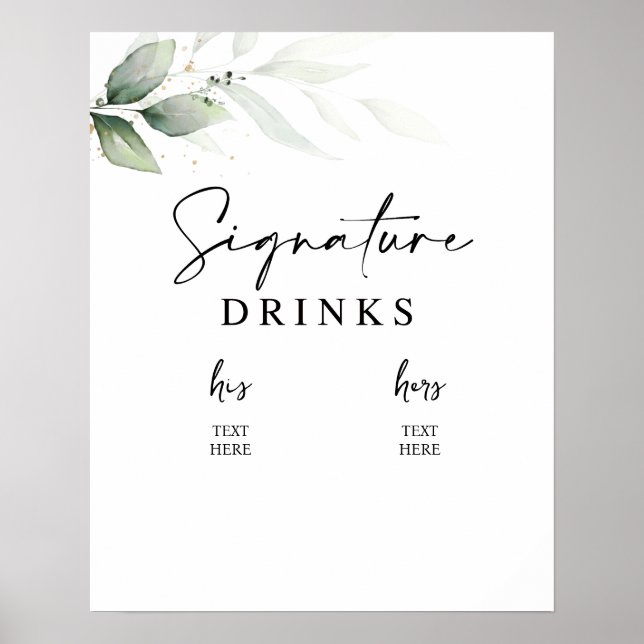 Namnteckning Drinks Grey-tecken Poster (Framsidan)