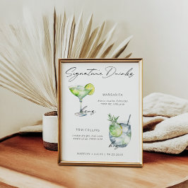 Namnteckning Drinks Modern Black White Poster