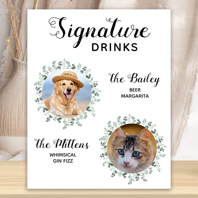 Namnteckning Drinks Pet Bröllop Cocktail Poster (Skapare uppladdad)