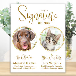 Namnteckning Drinks Pet Bröllop Guld Alcohol Pub Poster