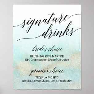 Namnteckning Drinks-tecken för Aqua & Guld Waterco Poster