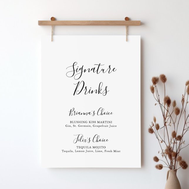 Namnteckning Drinks-tecken för enkel minimalistisk Poster (Skapare uppladdad)