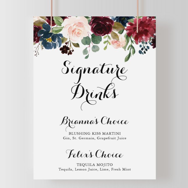 Namnteckning Drinks-tecken för hösten Rustic Calli Poster (Skapare uppladdad)