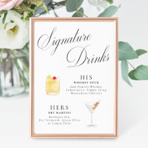 Namnteckning Drinks Vintage Elegance Script Bröllo