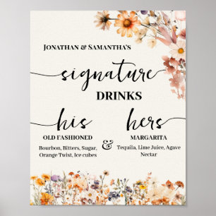 Namnteckning Drinks Wedding Reception Fall Wildblo Poster