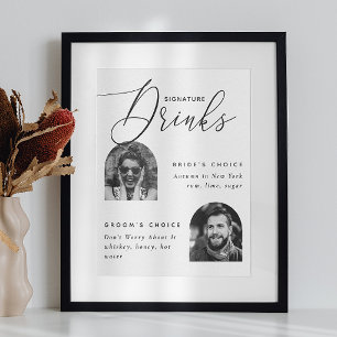 Namnteckning drycker. Elegantens skriptfoto bröllo Poster