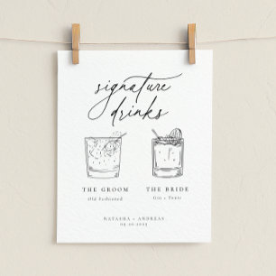 Namnteckning drycker med contemporary Chic minimal Poster