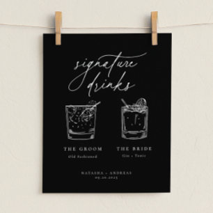 Namnteckning drycker med contemporary Chic minimal Poster
