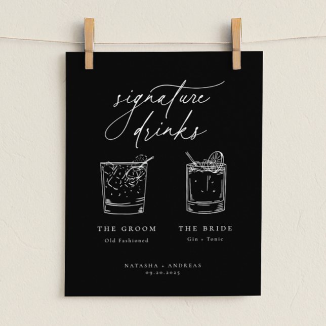 Namnteckning drycker med contemporary Chic minimal Poster (Skapare uppladdad)