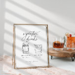 Namnteckning drycker med contemporary Chic minimal Poster<br><div class="desc">Contemporaryns Chic namnteckning drycker,  bröllop-tecknet poster.</div>