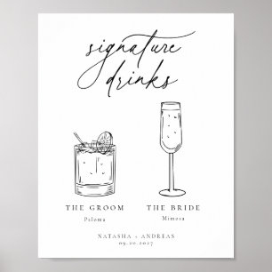 Namnteckning drycker med contemporary Chic minimal Poster