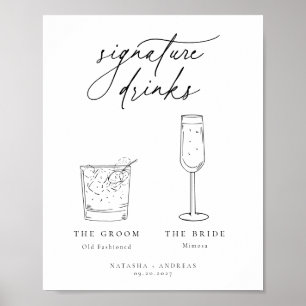 Namnteckning drycker med contemporary Chic minimal Poster