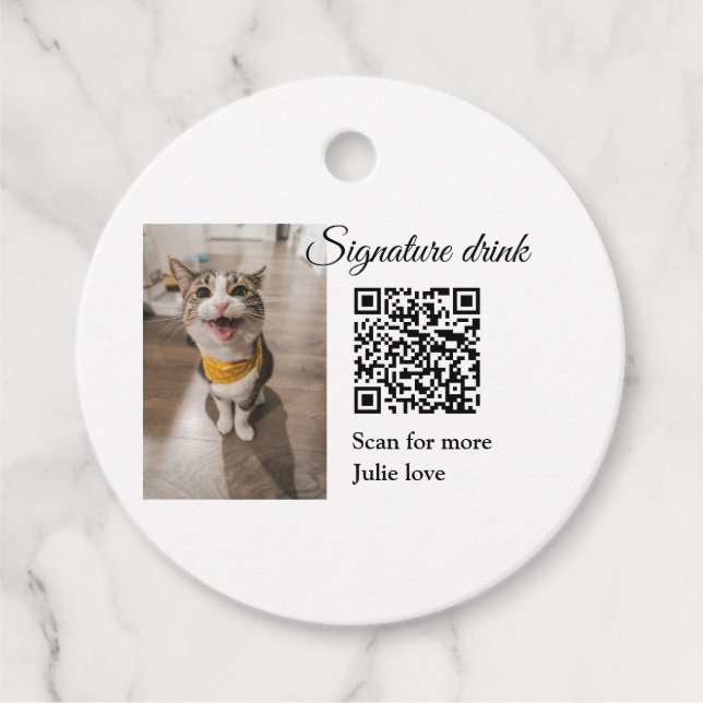 Namnteckning drycksskanning QR-kod lägga till matf Gåvor Etiketter (Framsida)