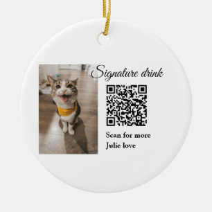 Namnteckning drycksskanning QR-kod lägga till matf Julgransprydnad Keramik