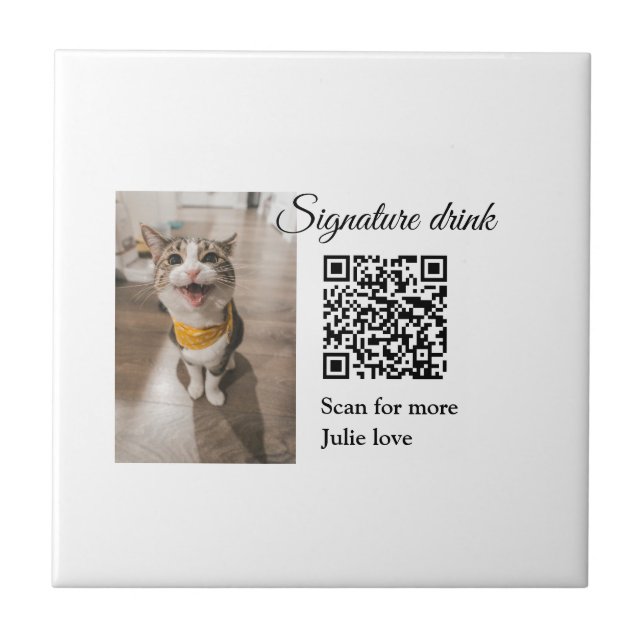 Namnteckning drycksskanning QR-kod lägga till matf Kakelplatta (Framsidan)