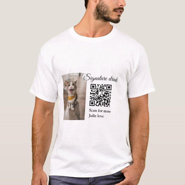 Namnteckning drycksskanning QR-kod lägga till matf T Shirt (Framsida)