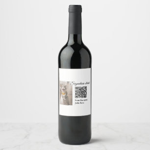 Namnteckning drycksskanning QR-kod lägga till matf Vinflaska Etikett