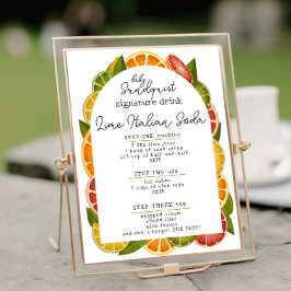 Namnteckning Drycktecken för färgämnet Citrus Baby Poster