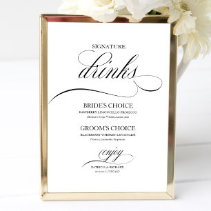 Namnteckning Eleganten Drinks Black Script Poster