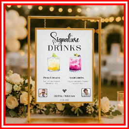 Namnteckning Eleganten Drinks Photo Bröllop Pub Poster