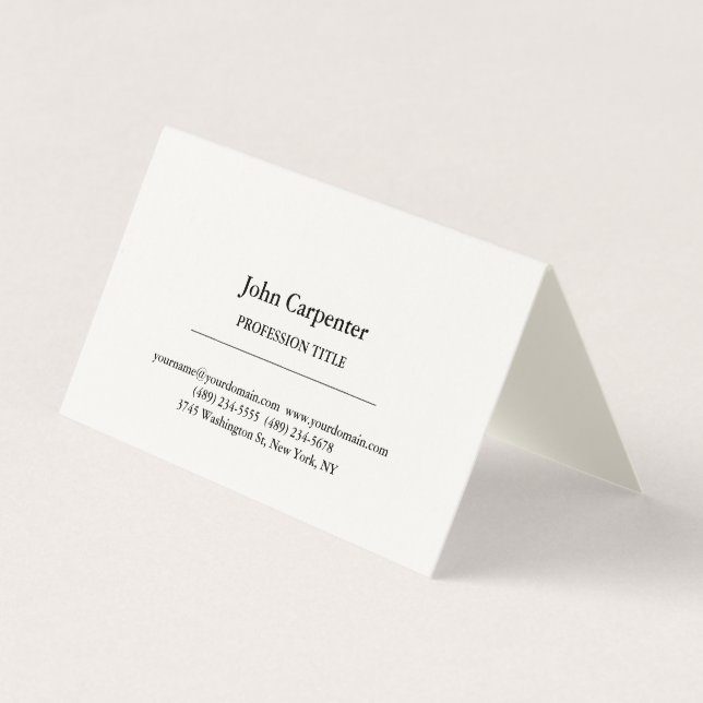 Namnteckning enkel minimal Elegant för Cream Visitkort (Framsida)