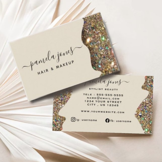 Namnteckning Faux Guld Glam Glitter Professionell Visitkort (Skapare uppladdad)