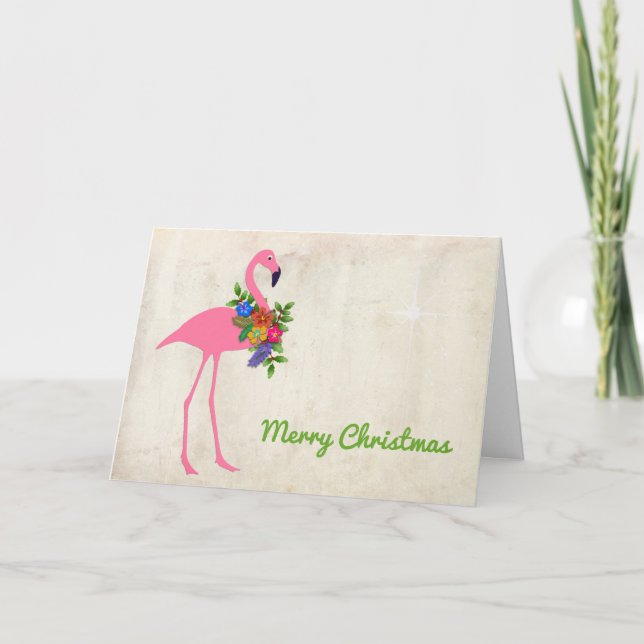 Namnteckning Flamingo-julmeddelande Helgkort (Framsida)
