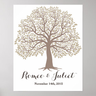 Namnteckning gäst bok - Big Oak Träd - Bröllop Poster