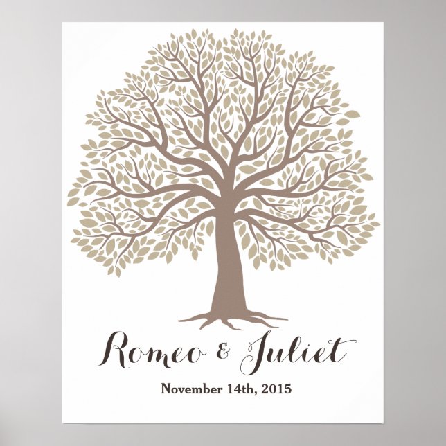 Namnteckning gäst bok - Big Oak Träd - Bröllop Poster (Framsidan)