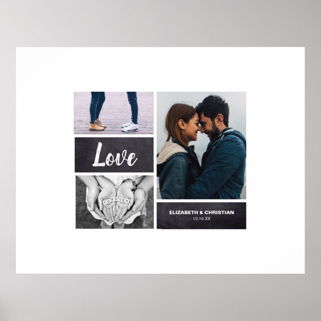 Namnteckning gäst | Photo Collage Bröllop Poster (Framsidan)