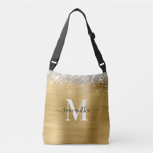 Namnteckning guldolja av monogram Silver Glitter Axelväska