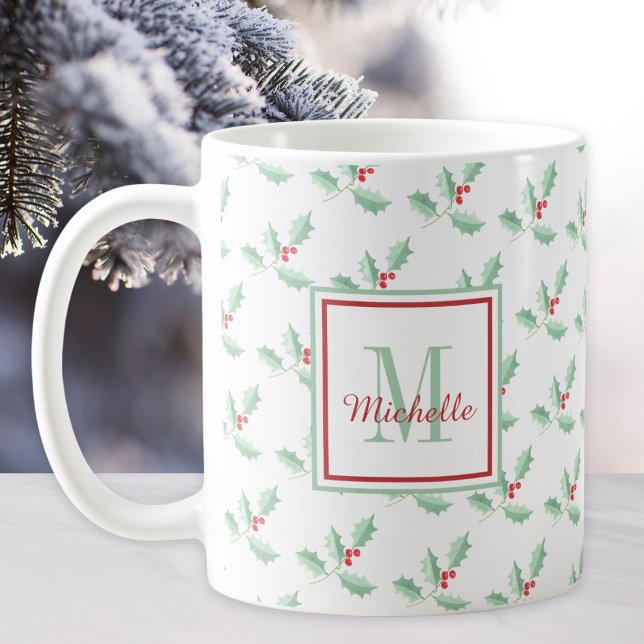 Namnteckning Julen Holly  Kaffemugg (Skapare uppladdad)
