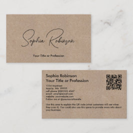 Namnteckning Kraft Papper Stil QR Visitkort