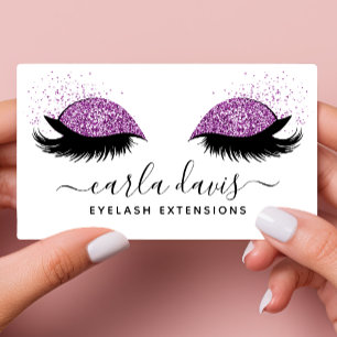Namnteckning Lila Glitter Eyelash-värden för skrip Visitkort