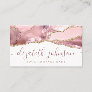 Namnteckning marmor för Rosa Guld Glitter Agate M Visitkort