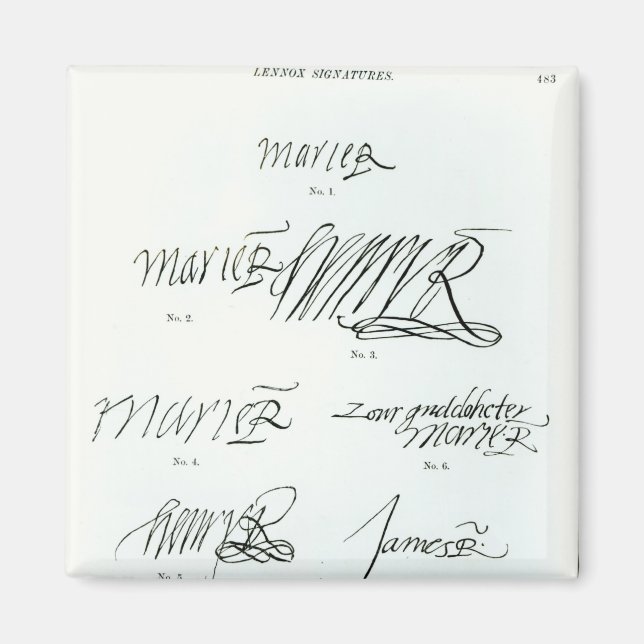 Namnteckning Mary Queen of Scots Magnet (Framsidan)