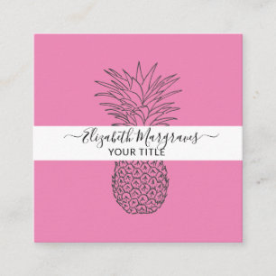 Namnteckning Modern ananas-Shock rosa Fyrkantigt Visitkort